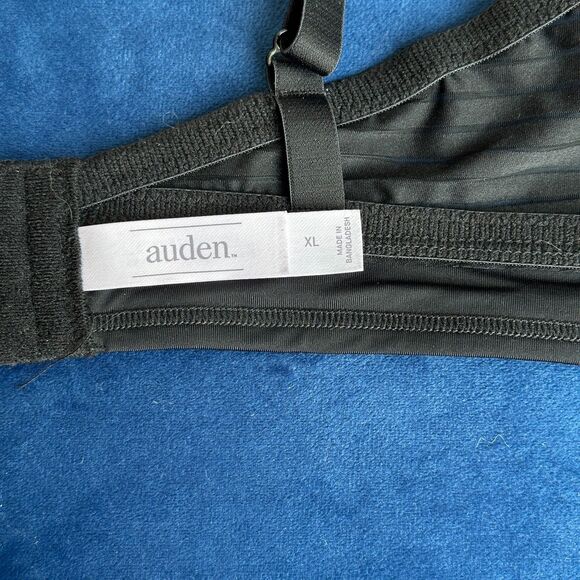 AUDEN Black Striped Sheer Mesh Padded Bralette XL Wireless Comfortable Lounge - Picture 7 of 8